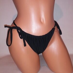 Xhilaration Swim Bikini Bottom Medium Black Solid String Tie